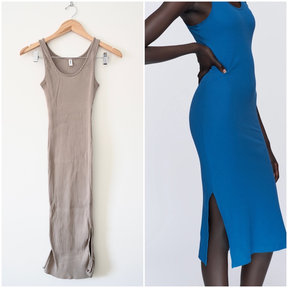 Kotn Taupe Ribbed Midi Tank Dress Size XS